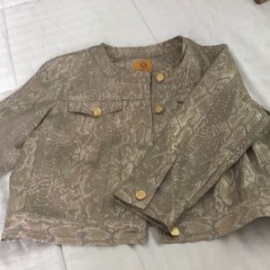 Gold Beige Off White Crop Jacket